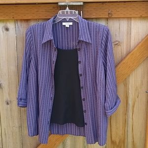 Dressbarn purple and black striped top